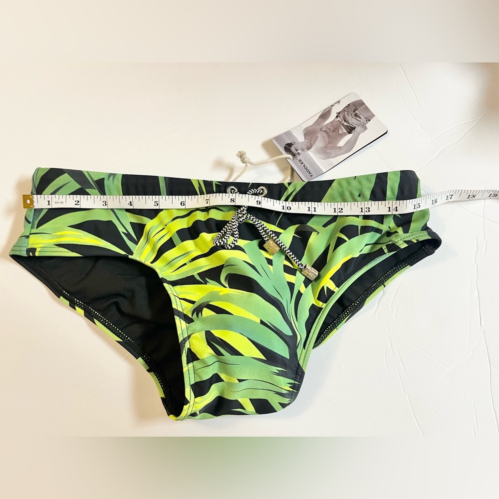 Taddle tropical print Men's Green Swim Trunks M - Picture 8 of 14